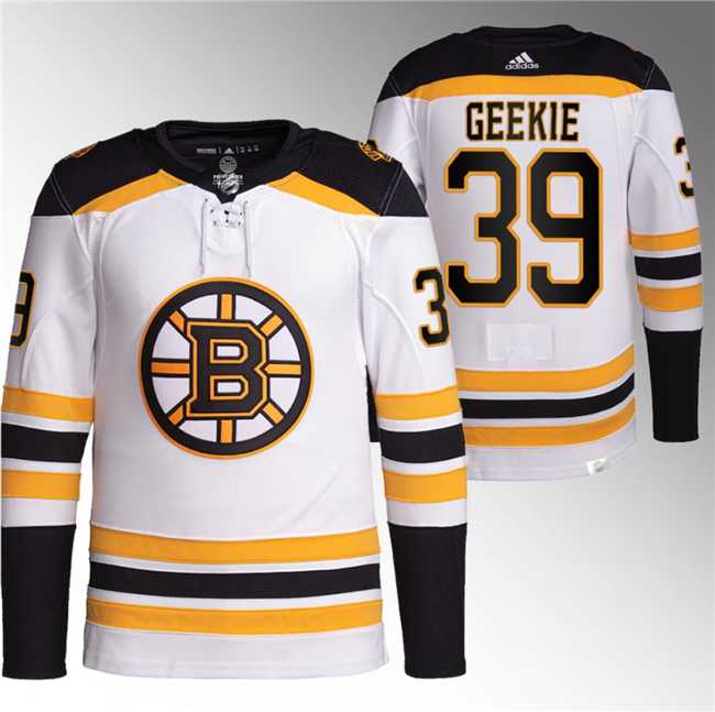 Mens Boston Bruins #39 Morgan Geekie White Stitched Jersey